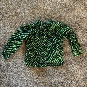 Kids' Black & Neon Green Zebra Print Button-Down Shirt